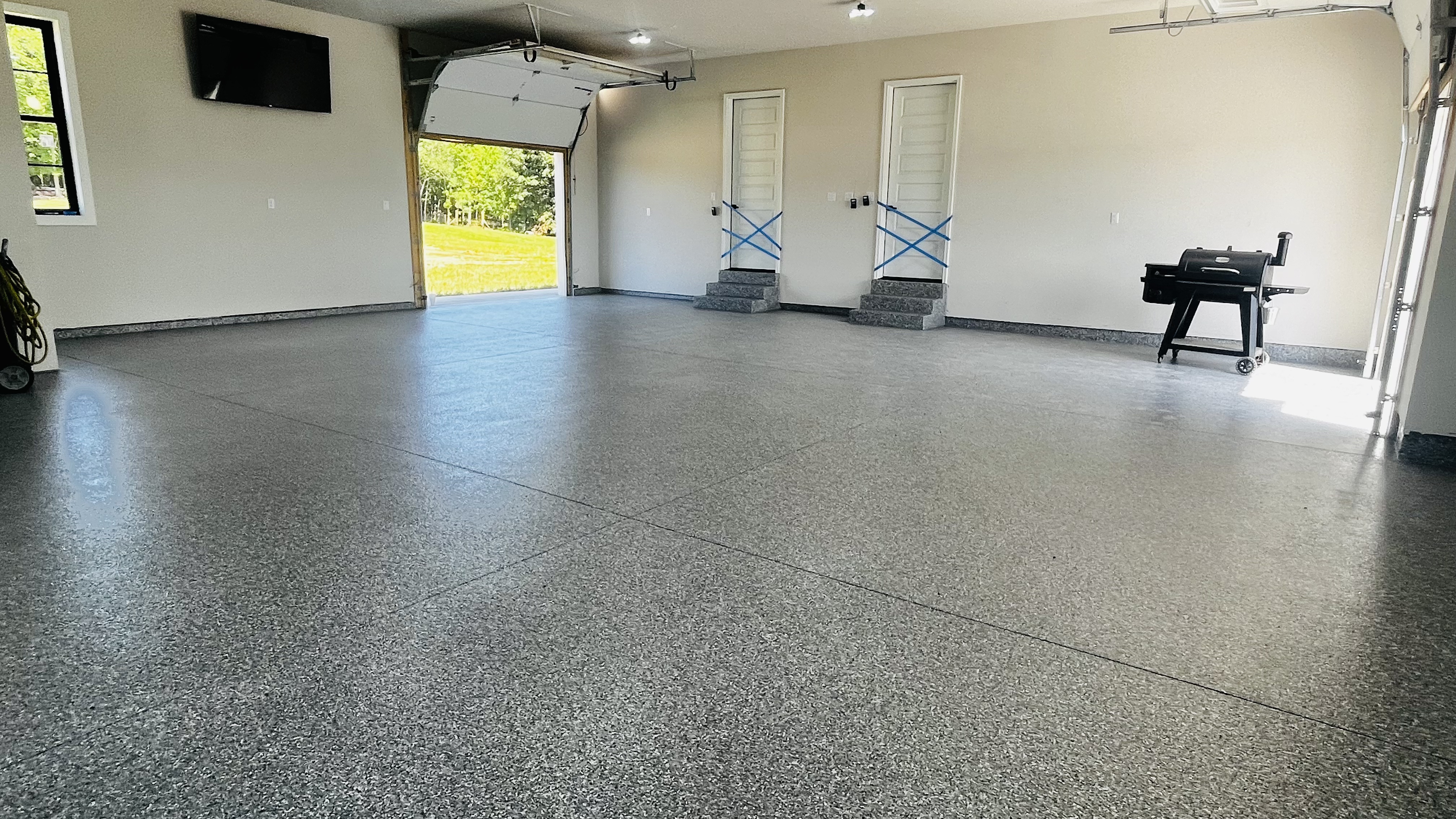 Finished premium flake epoxy garage floor